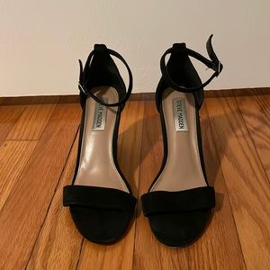 Steve Madden Wooden Wedge Black Suede Heels